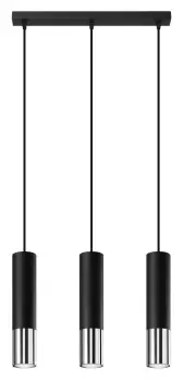 Image of Loopez Triple Hanging Pendant Light Black, Chrome GU10