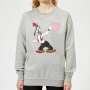 Image of Disney Goofy Love Heart Womens Sweatshirt - Grey - M