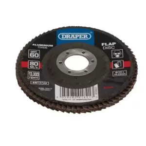 Image of Draper 82360 Aluminium Oxide Flap Disc, 115 x 22.23mm, 60 Grit