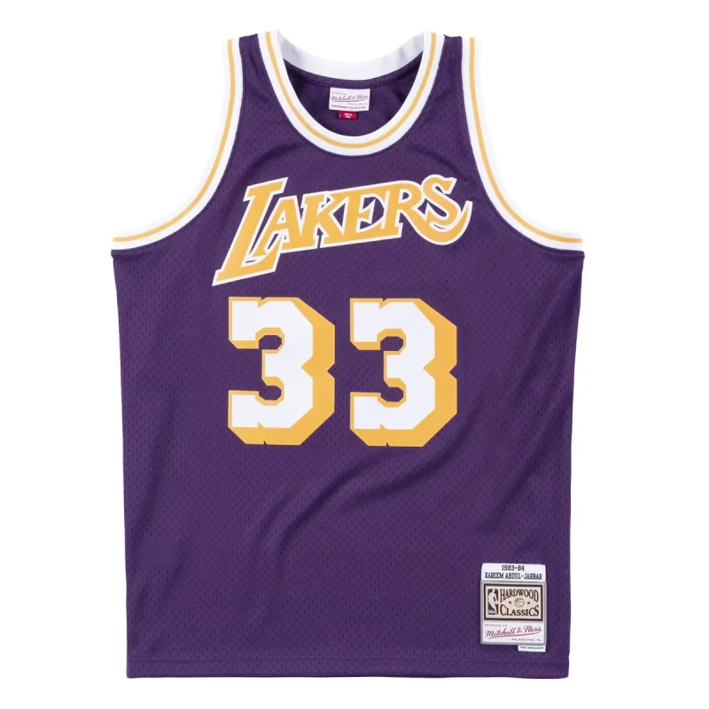 Image of Mitchell And Ness Nba Los Angeles Lakers 1983-1984 Kareem Abdul-jabbar Swingman Jersey Purple L