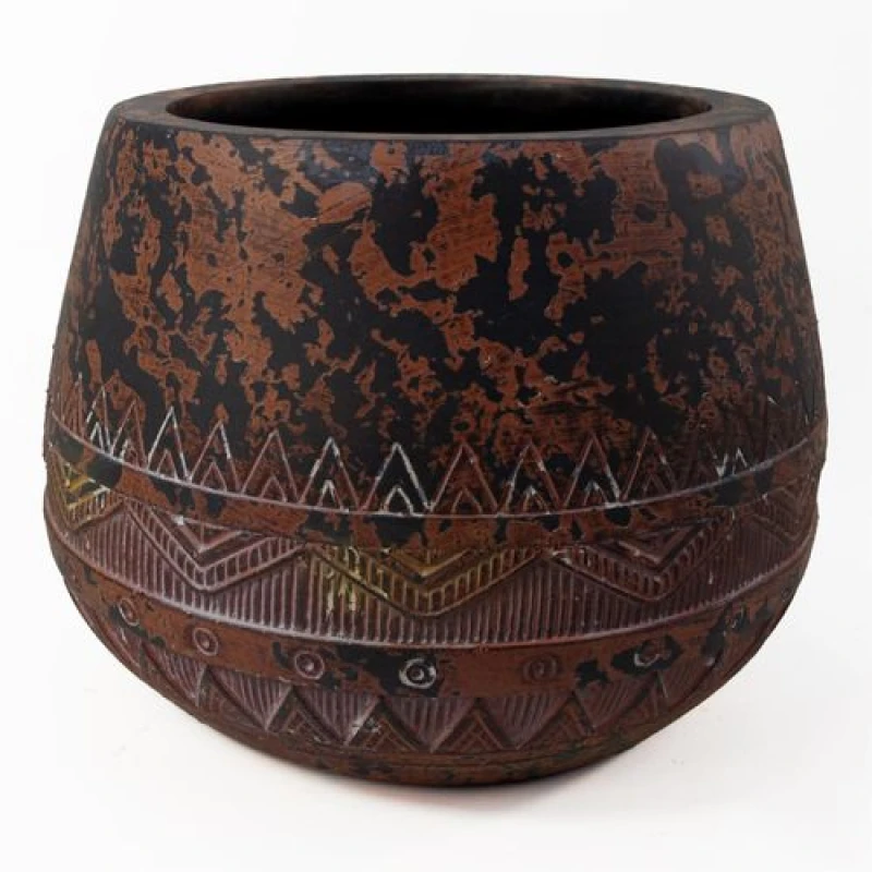 Image of Leaf 24cm x 30cm Large Zaturn Planter Brown / Black Dark Brown