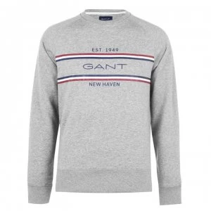 Image of Gant Gant Stripe Crew Sweatshirt - Grey 093