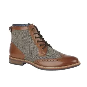Image of Roamers Mens Herringbone Leather Ankle Boots (8 UK) (Tan)