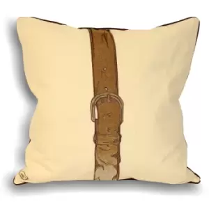 Image of Riva Home Polo Strap Cushion Cover (45x45cm) (Cream) - Cream