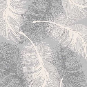 Image of Superfresco Colours Feather Motif Wallpaper Grey Paper
