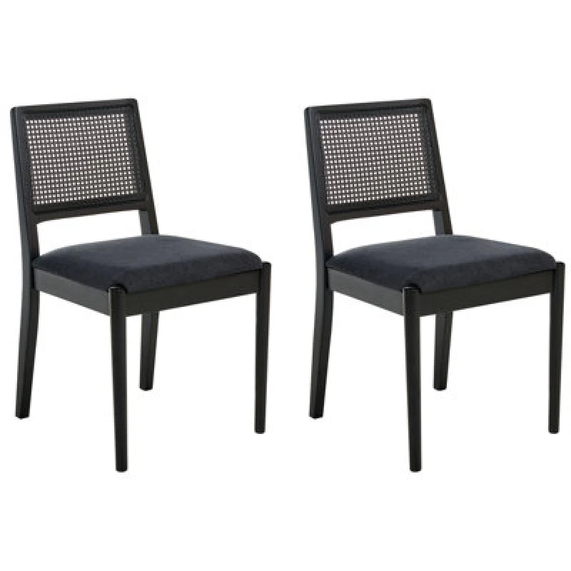Image of Beliani Set Of 2 Dining Chairs Tamarac Wood Black