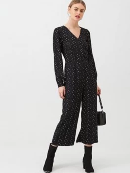 Image of Oasis Star Print Jumpsuit, Black, Size 6, Women