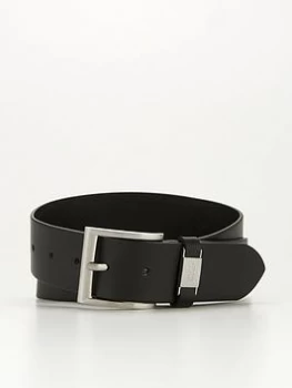 Image of BOSS Connio Leather Belt - Black, Size 100 Cms, Men