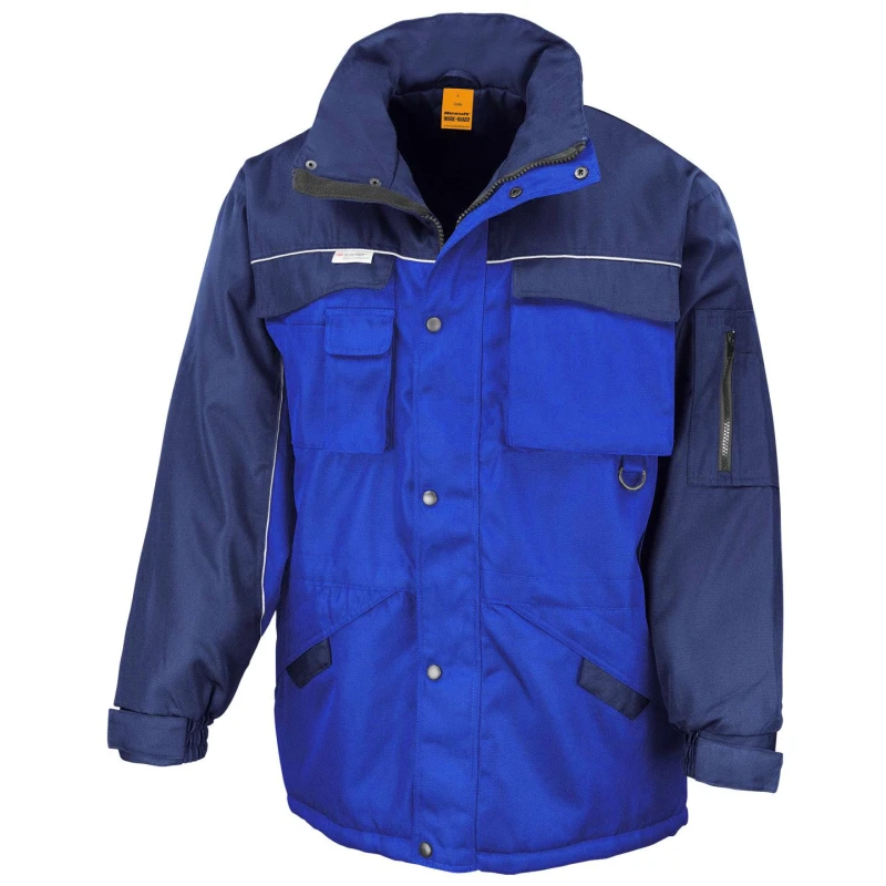 Image of Result Result Men Workguard Zip Sleeve Heavy Duty Water Repellent Windproof Jacket in Mid Navy Size: Small Mid Navy S Male 5055747562309