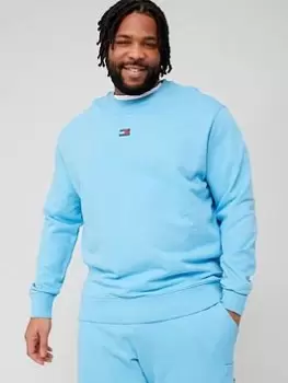 Image of Tommy Jeans Big & Tall Badge Crew Neck Sweatshirt - Blue Size 4XL, Men
