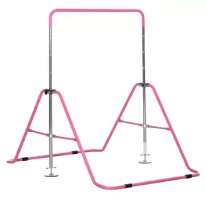 Image of Homcom Kids Gymnastics Bar With Adjustable Height Foldable Training Bar - Pink
