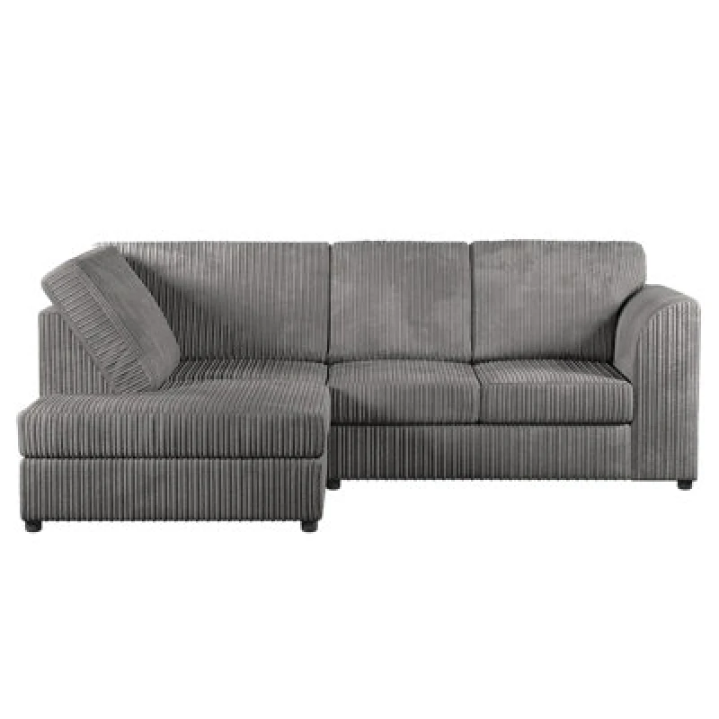Image of Furnishings For Less UK Luxor Grey Jumbo Cord 4 Seater Corner Sofa Left Hand Facing - Full Back