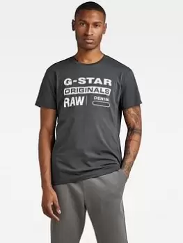 Image of G-Star RAW Originals Logo T-Shirt, Charcoal, Size XL, Men