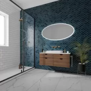 Image of Oval LED Bathroom Mirror with Demister 600 x 1200mm- HiB Arena 120