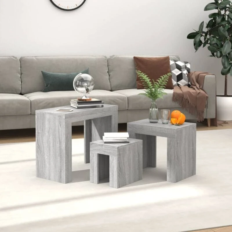 Image of VIDAXL Vidaxl - Nesting Coffee Tables 3 pcs Grey Sonoma Engineered Wood 8720286956625