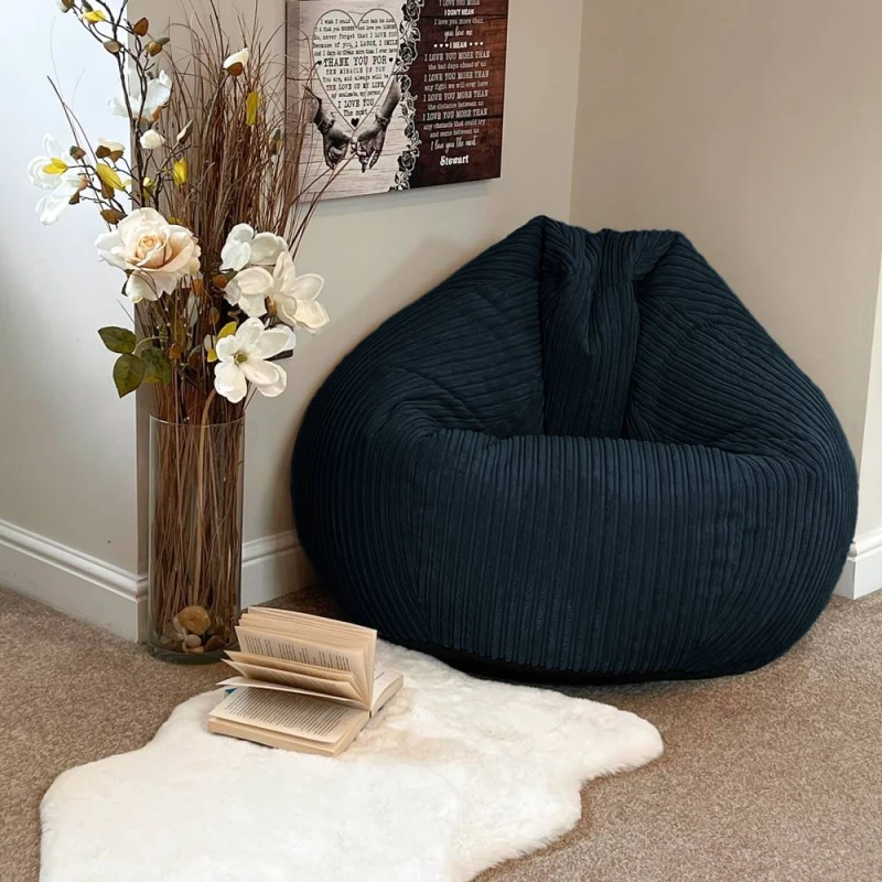 Image of rucomfy Beanbags rucomfy Jumbo Cord Slouchbag - Indoor Classic Bean Bag for Adults in Navy Navy Unisex