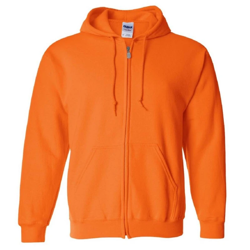 Image of Gildan Heavy Blend Full Zip Hooded Sweatshirt Top in Orange Size: 3XL Orange Unisex 3XL