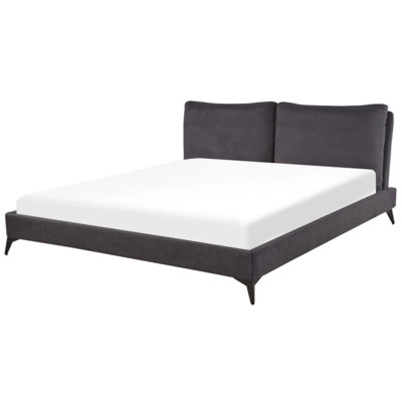 Image of Beliani Bed Velvet Melle 180 X 200 Cm (Eu Super King) Dark Grey