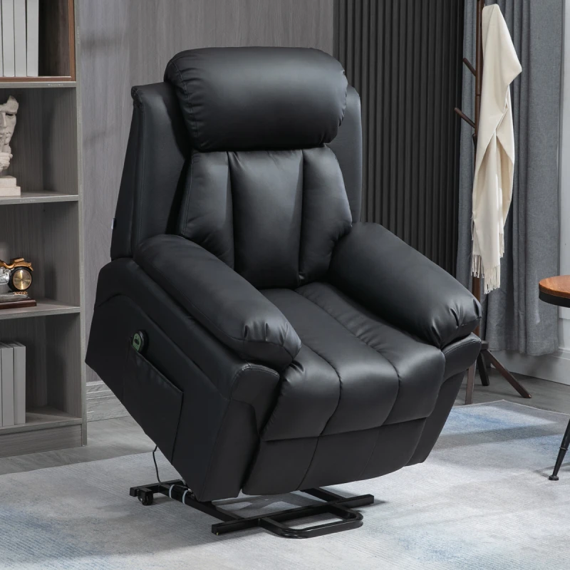 Image of HOMCOM HOMCOM PU Leather Electric Recliner Mobility Lift&Rise Overstuffed Design Black