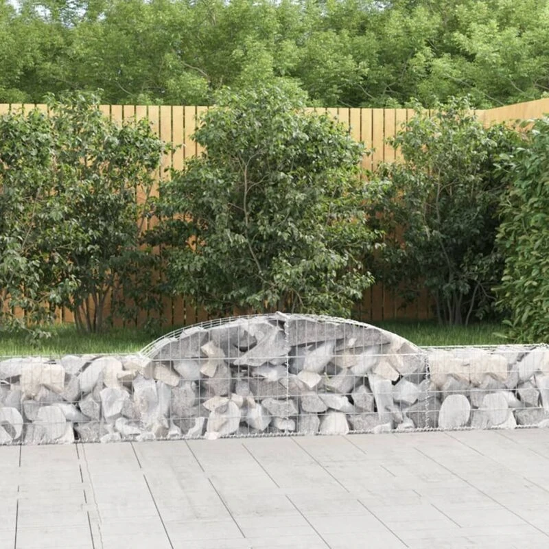 Image of vidaXL Arched Gabion Baskets 9 pcs 300x30x40/60cm Galvanised Iron, Silver 3146474