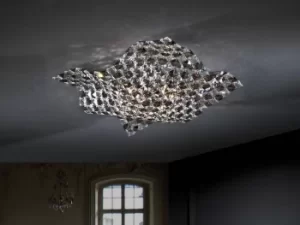 Image of Sat 4 Light Crystal Flush Ceiling Light Chrome, G9
