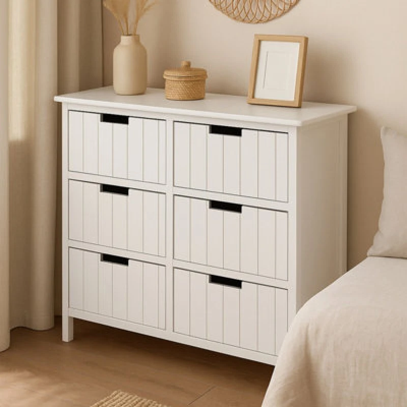 Image of Premier Housewares New England 6 Drawers Chest, Delivered Fully Assembled White