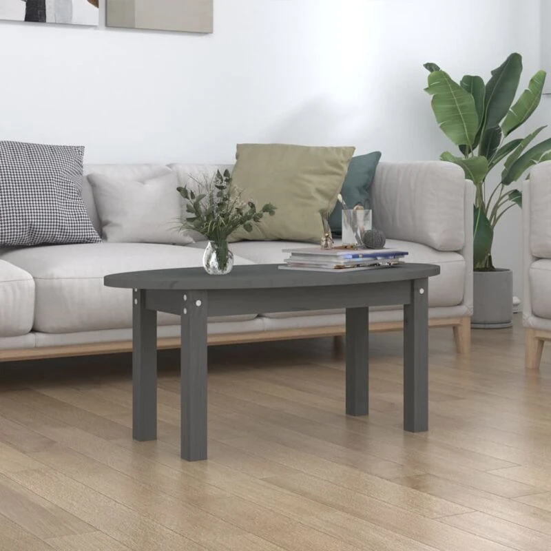 Image of Vidaxl Coffee Table Grey 80X40X35cm Solid Wood Pine, Grey 822349