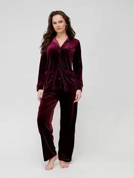 Image of Lauren by Ralph Lauren Velvet Pyjama Set - Deep Purple, Purple Size M Women