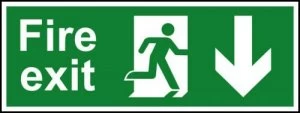Image of Fire Exit Arrw Dwn Sign Rigid 1mmPVC Brd