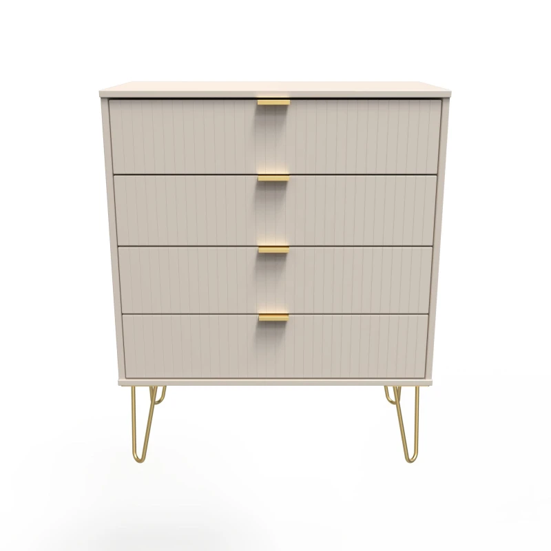 Image of Welcome Furniture Ready Assembled Linear 4 Drawer Chest In Kashmir Matt, Cream LIF011KMK
