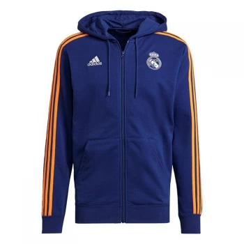 Image of adidas Real Madrid 3-Stripes Full-Zip Hoodie Mens - Victory Blue / White / Lucky O