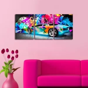 Image of 3P3040CS-80 Multicolor Decorative Canvas Wall Clock (3 Pieces)