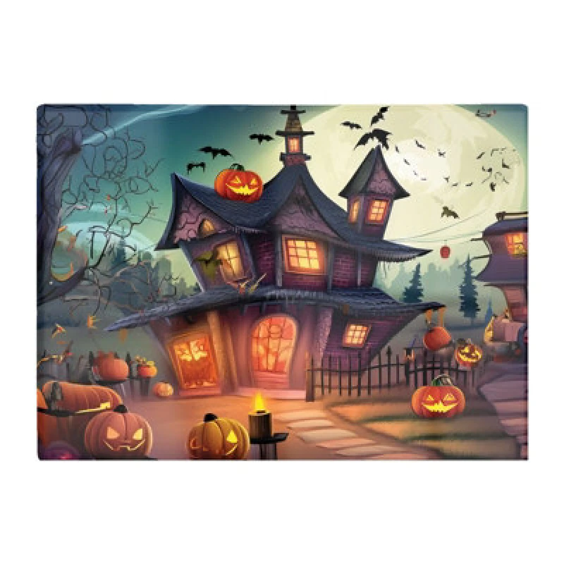 Image of Warren Reed Designer Spooky Halloween House Glass Chopping Board