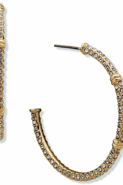 Image of Lauren by Ralph Lauren Lauren Ralph Lauren Gold Tone Crystal Earrings - One Size