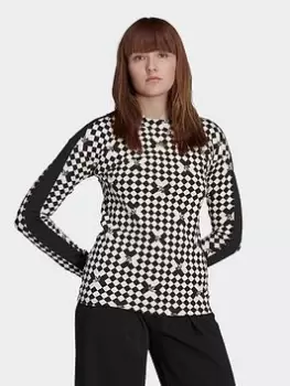 Image of adidas Ski Queen Aop Long Sleeve Base Layer - Black, Size 12, Women