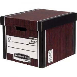Image of Fellowes Bankers Box Presto Tall Storage Box A4 Wood Grain Pack of 10