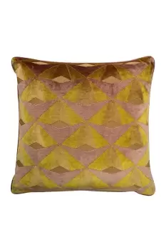 Image of Leveque Velvet Jacquard Geometric Piped Cushion