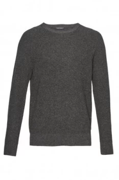 Image of Mens French Connection Winter Cotton Rib Knit Jumper Black Grey