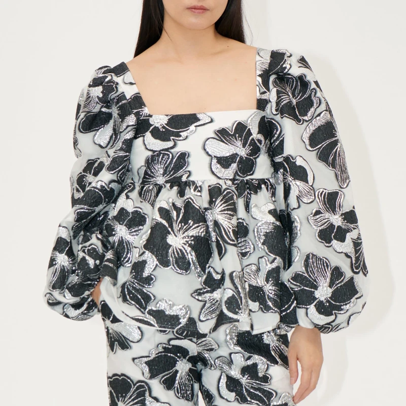 Image of Stine Goya Square Neck Long Sleeve Top Multi Colour female XS