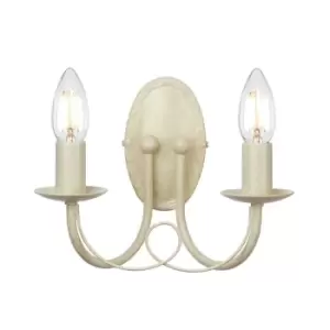 Image of Twin Wall Light Sconce Looped Metal Drapes Double Ivory Gold LED E14 60W Bulb