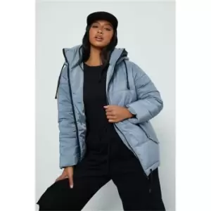 Image of I Saw It First Silver Petite Hooded Puffer Coat - Metallics