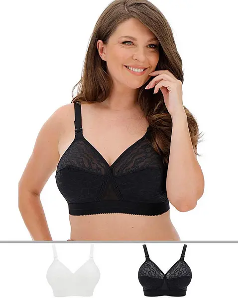 Image of Playtex 2Pack Non Wired Bras Black/White Female 34D AZ68614