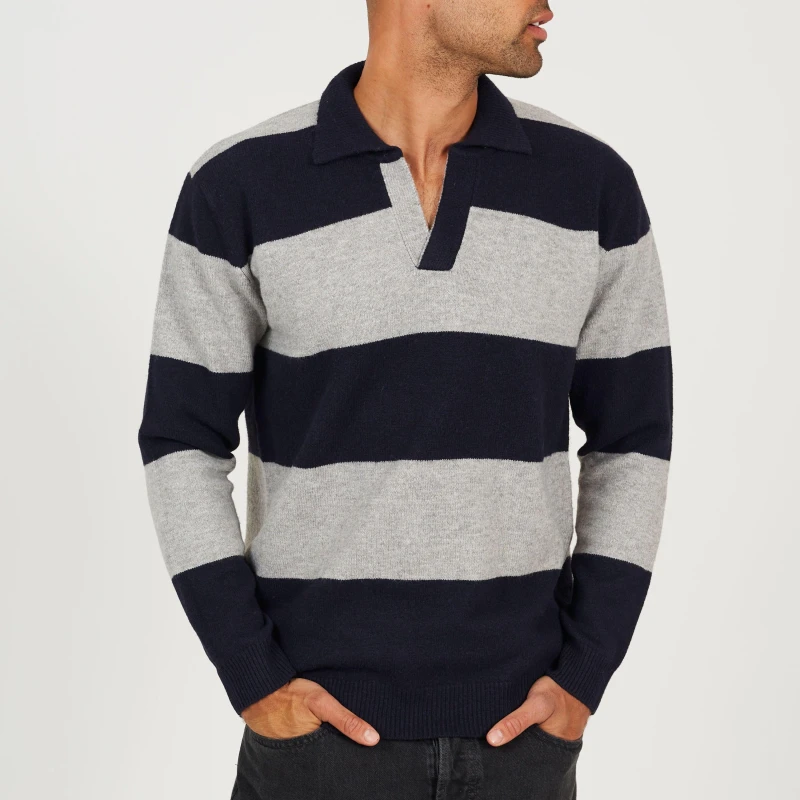 Image of Brave Soul Mens Knitted V-Neck Jumper Midnight Navy male Small