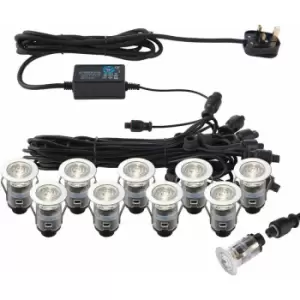 Image of Loops - IP67 Decking Plinth Light Kit 10x 25mm Colour Changing White Lamps Outdoor Rated