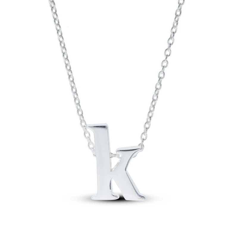 Image of Be You Sterling Silver lowercase Initial Necklace Silver female K