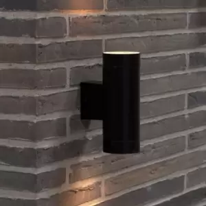 Image of Tin Maxi Outdoor Patio Terrace Metal Wall Light in Black (Diam) 12.5cm