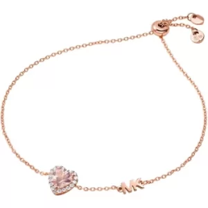 Image of Ladies Michael Kors 14K Rose Gold-Plated Sterling Silver Heart-Cut Slider Bracelet