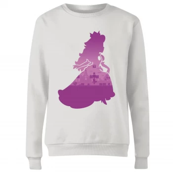 Image of Nintendo Super Mario Peach Silhouette Womens Sweatshirt - White - S
