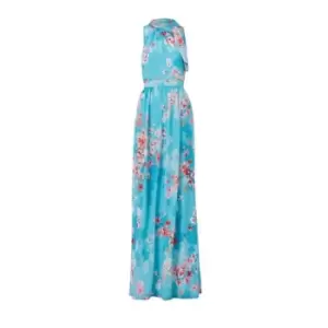 Image of Adrianna Papell Floral Chiffon Tie Neck Gown - Multi