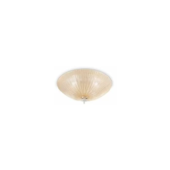 Image of Ideal Lux Shell - 4 Light Indoor Flush Wall / Ceiling Light Gold with Amber Glass, E27